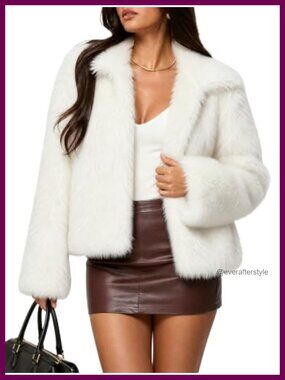 Women's Cropped Faux Fur Jacket Winter Shaggy Coat